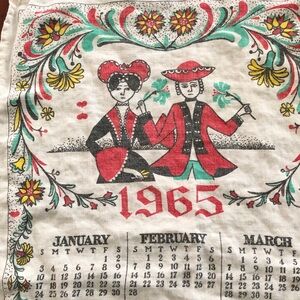 Vintage Calendar Tea Towel 1965